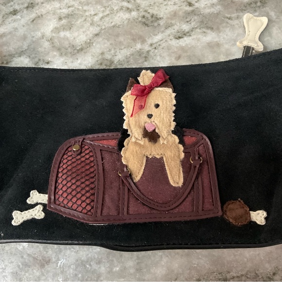 Yorkshire Terrior faux-suede black purse - Picture 2 of 4